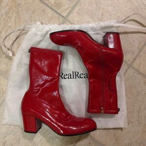 Gucci Red Patent Leather Heeled Boots